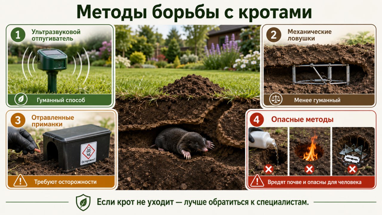 Распространенные методы борьбы с кротами